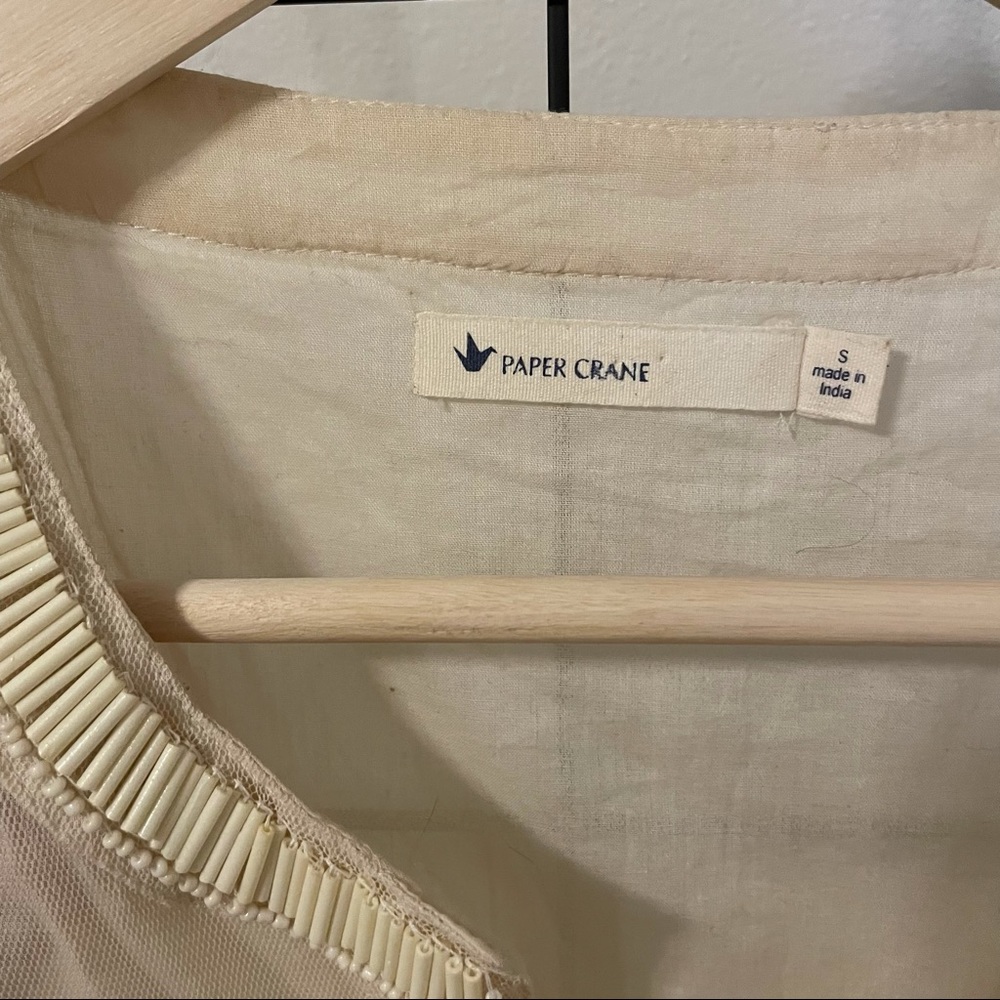 Mesh/Linen Beaded Top - Picture 5 of 7